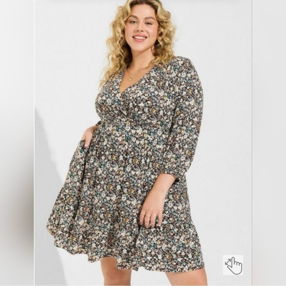 torrid Dresses & Skirts - Torrid Mini Studio Knit Surplice Tiered Dress Multi Plus Size 2 2X